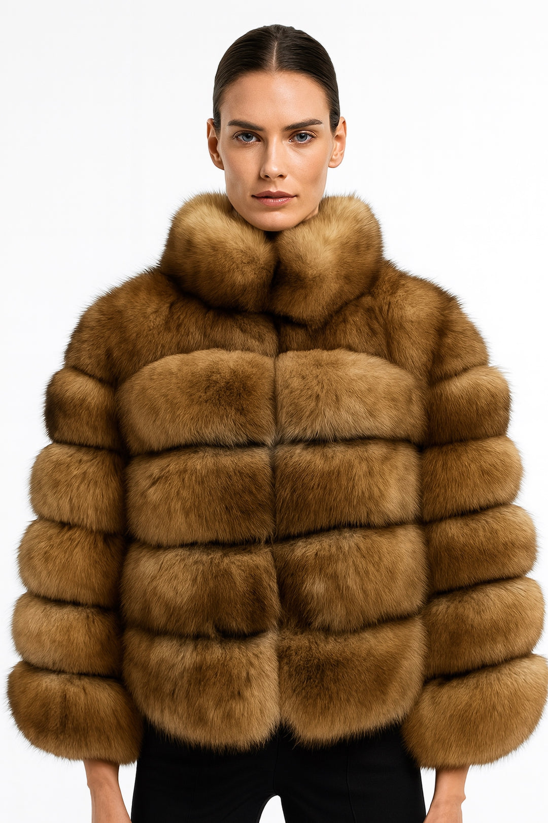 Giacca Enry Miele naturale in Pelliccia di Volpe