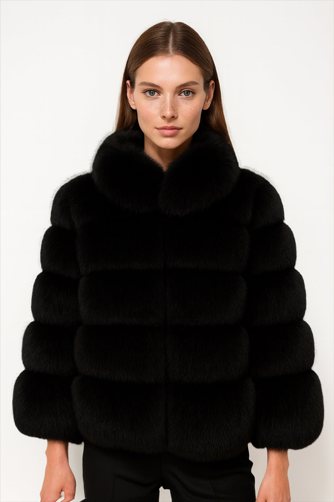Giacca Enry Nera in Pelliccia di Volpe