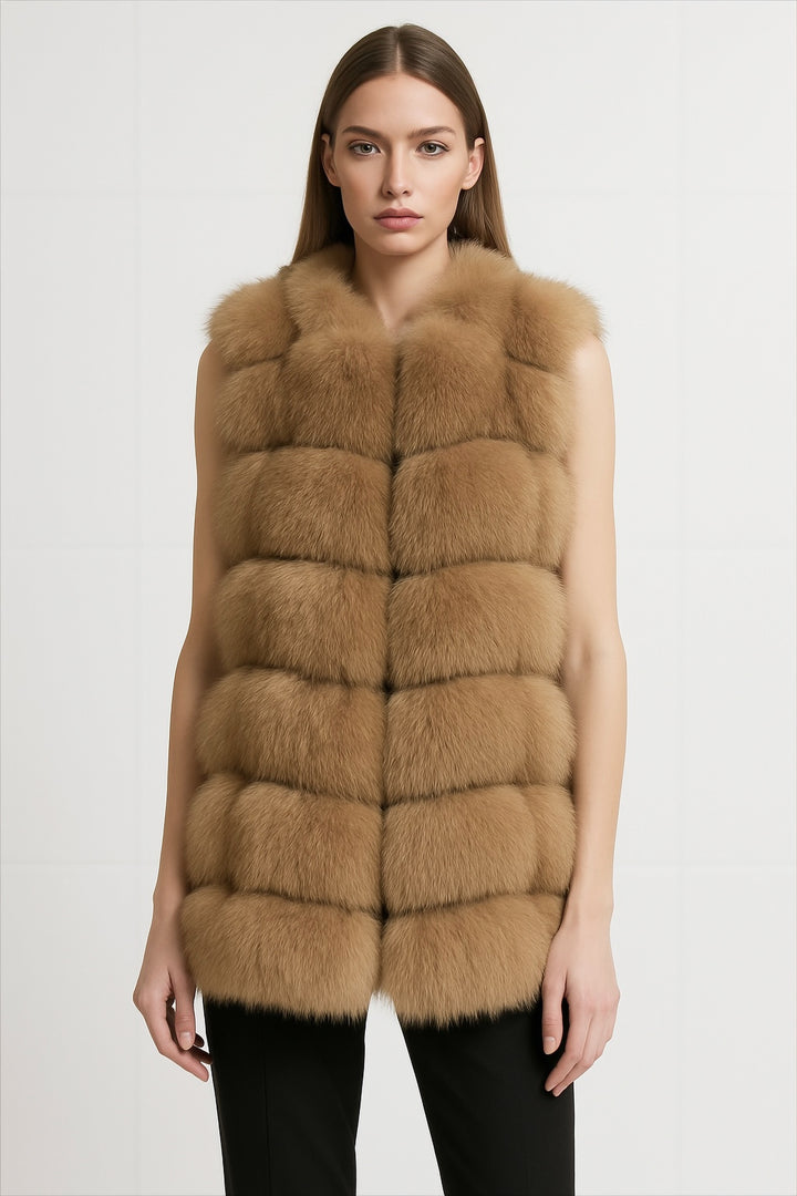 Gilet Classy Camel in Pelliccia di Volpe