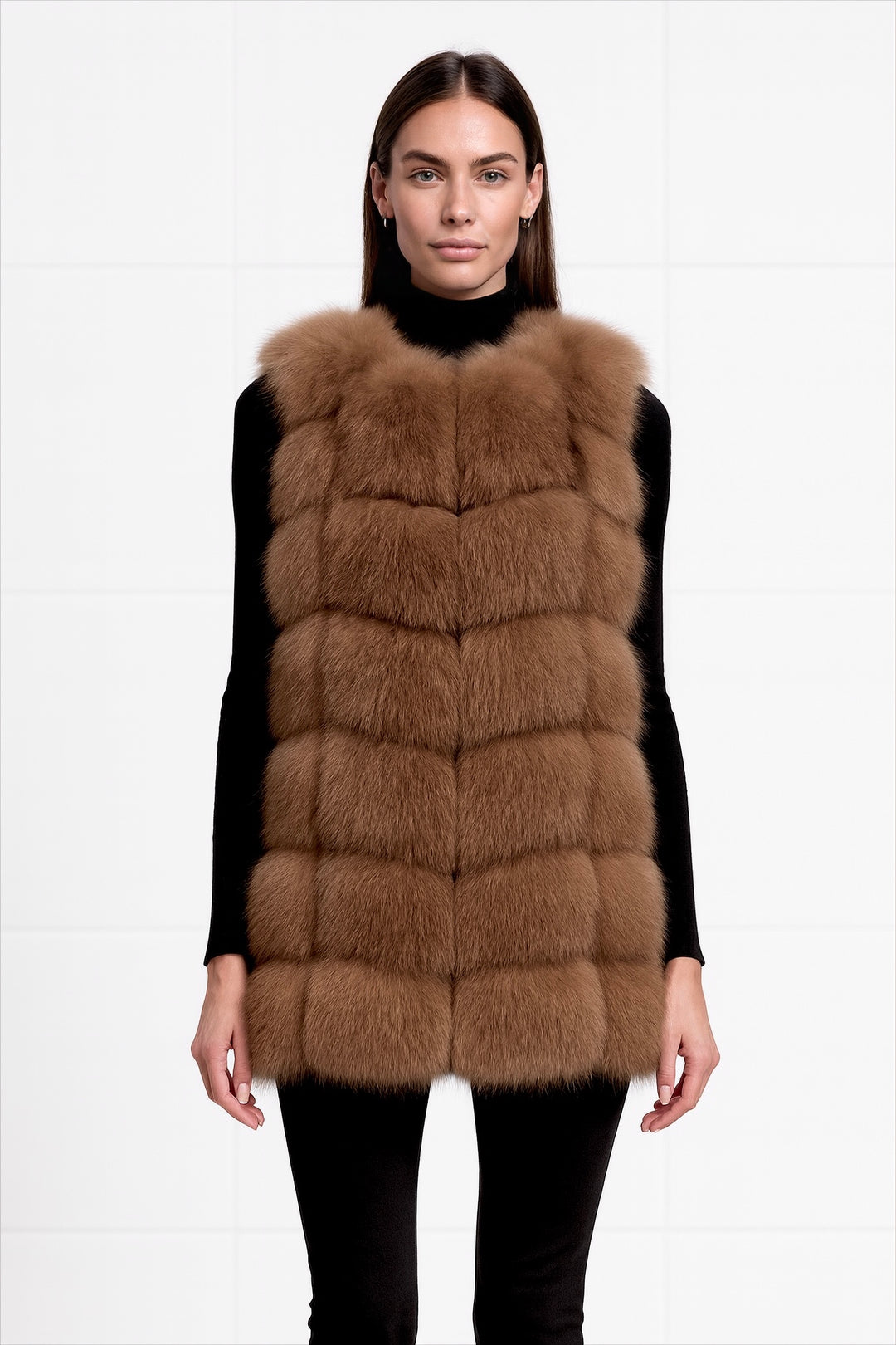 Gilet Classy Marrone in Pelliccia di Volpe