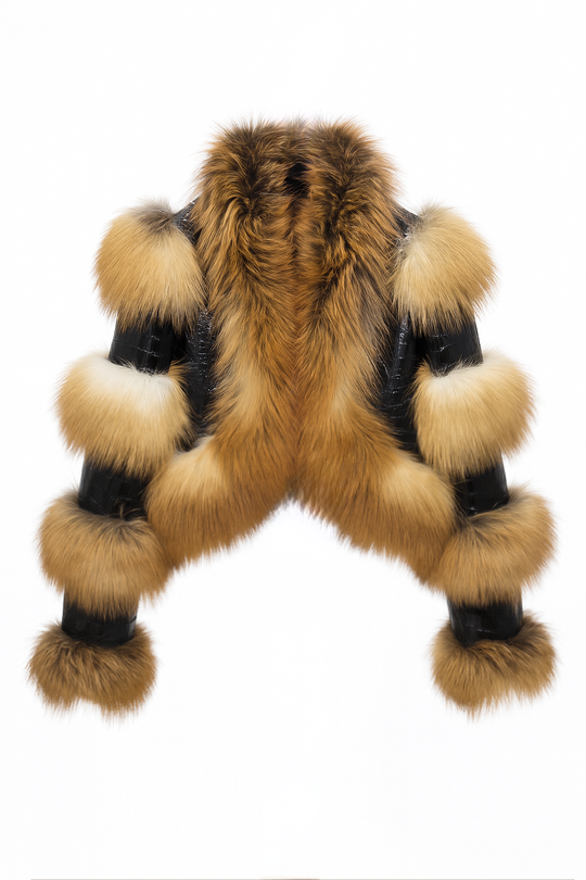 Giacca Luna Volpe oro in Pelle e Pelliccia di Volpe