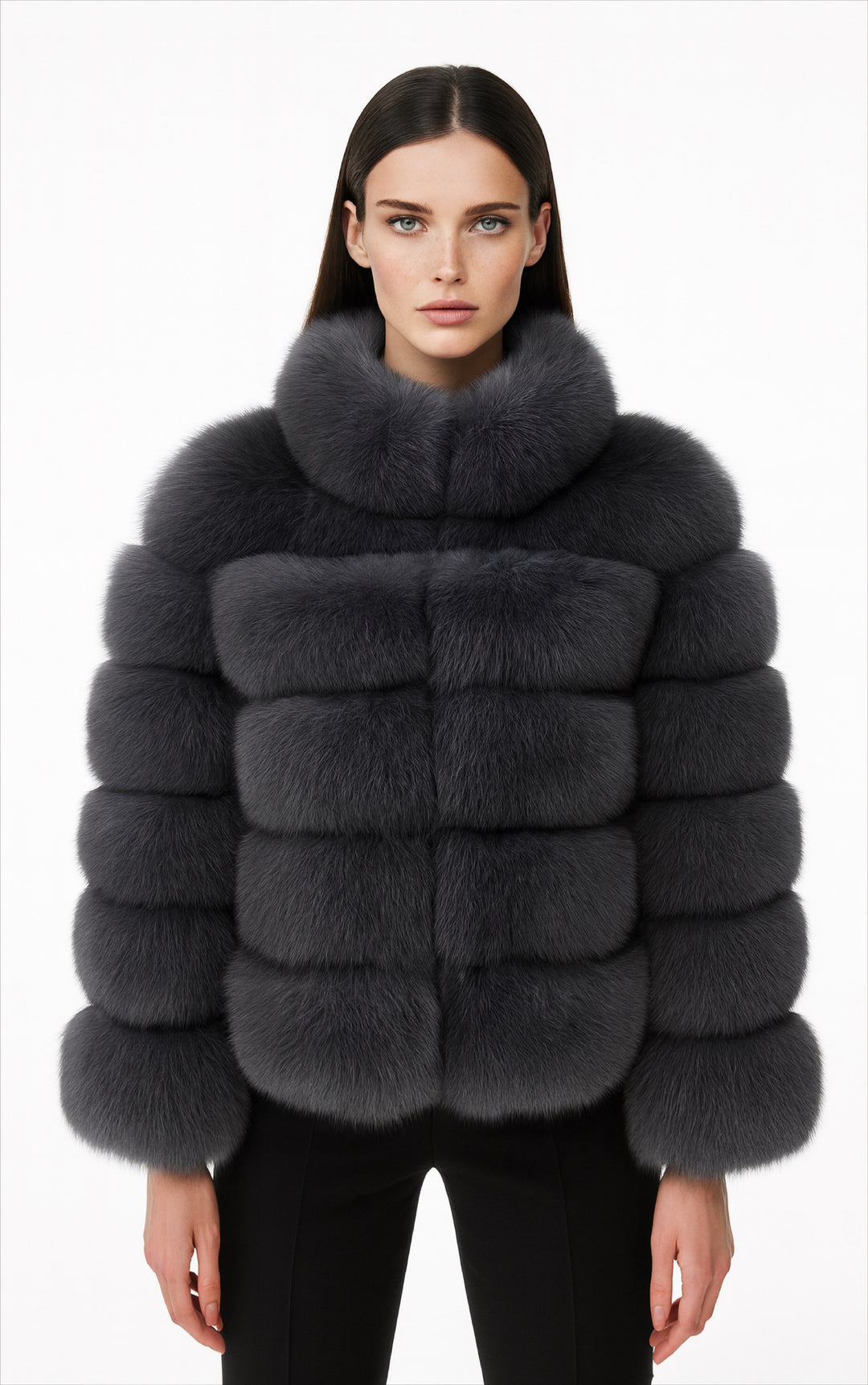 Giacca Enry Grigio scuro in Pelliccia di Volpe