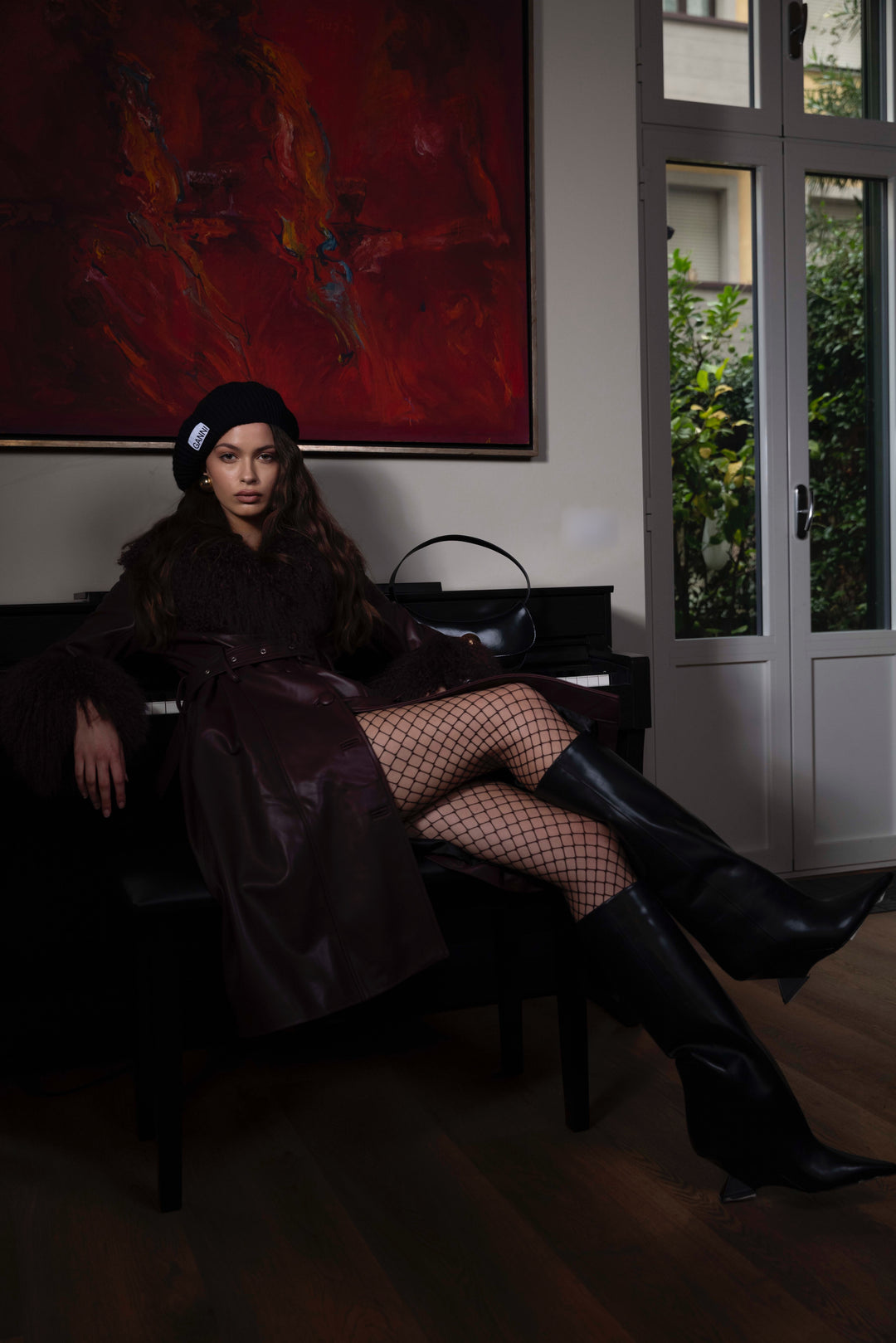 Cappotto Sac Borgogna in Pelle