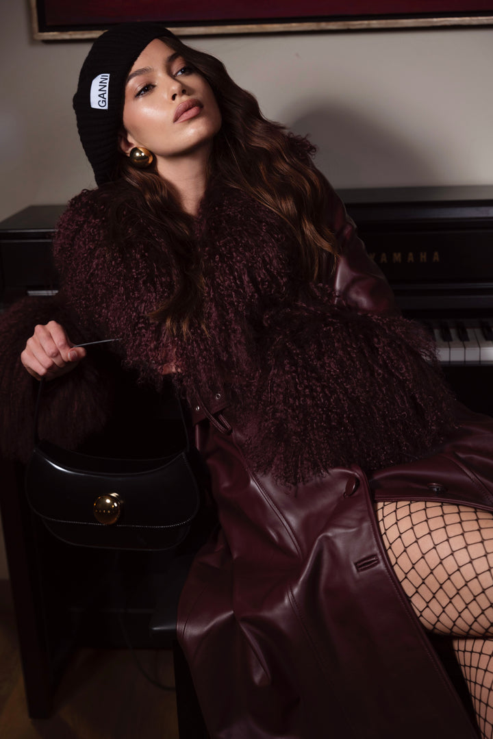 Cappotto Sac Borgogna in Pelle