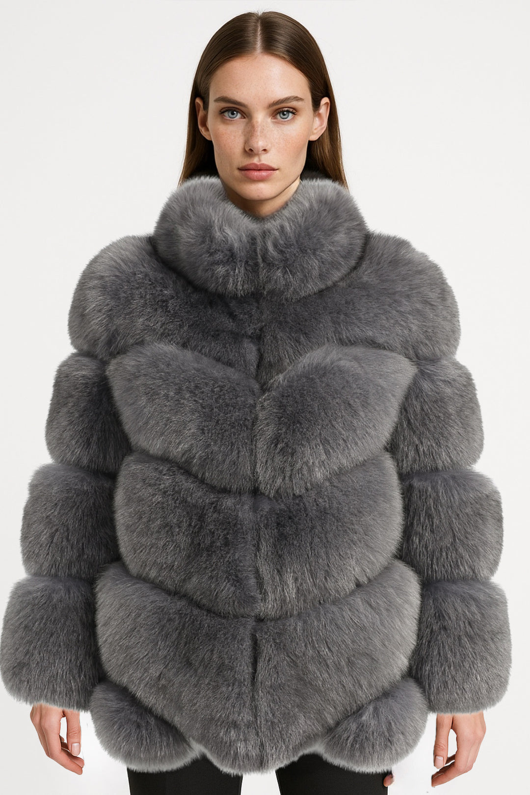 Giacca Seattle Grigia in Pelliccia di Volpe