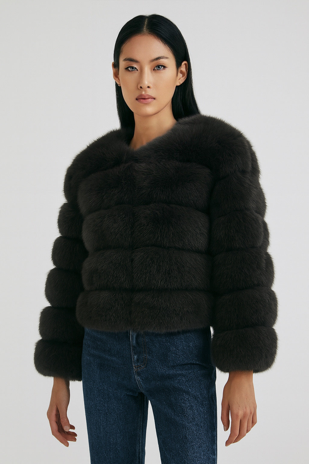 Giacca Rouge Dark Gray in Pelliccia di Volpe