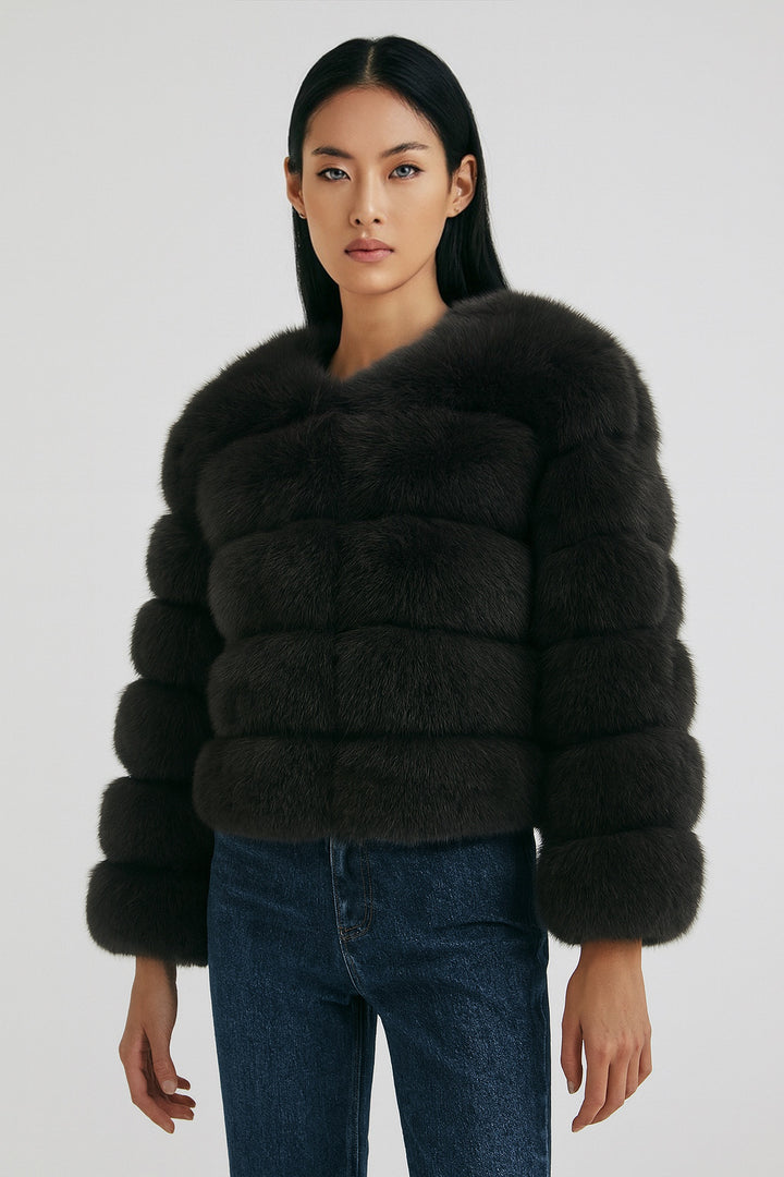 Giacca Rouge Dark Gray in Pelliccia di Volpe