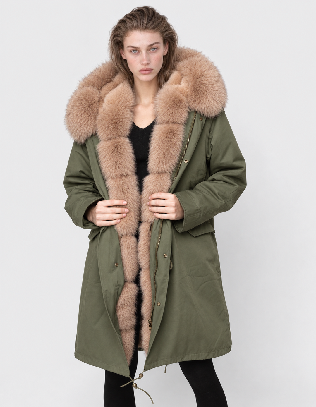 Metielle Couture Parka Doler Verde con Piel de Zorro - Verde