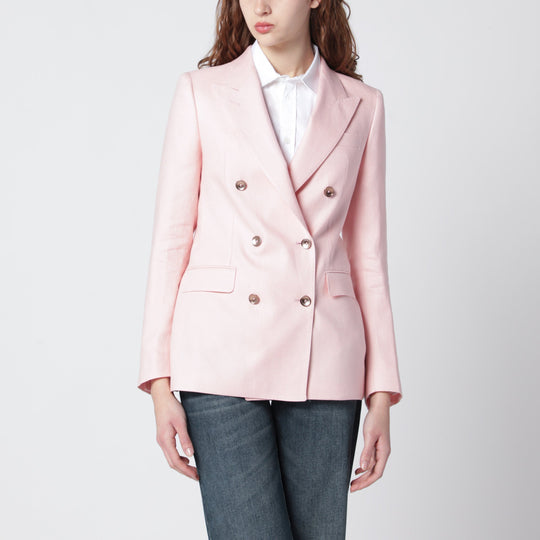 Pink Double-Breasted Linen Jacket