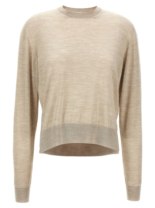 Asymmetrical Mesh Maglioni Beige