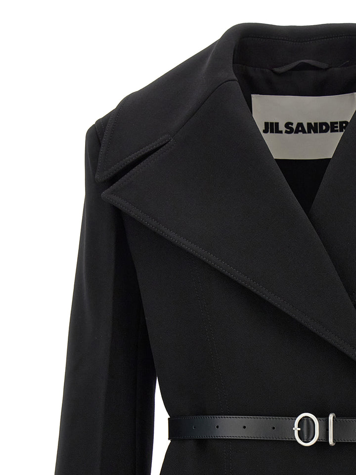Jil Sander Double-Breasted Coat Trench e Impermeabili - Nero | 6efc650d26721603b57012a234fea4213a4c2c96