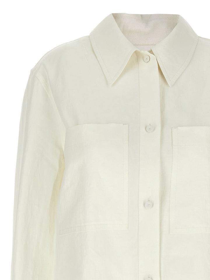 Jil Sander Linen Shirt Camicie - Bianco | d96e3ca6461103029fd6ef124c7513f1b5f4f00c