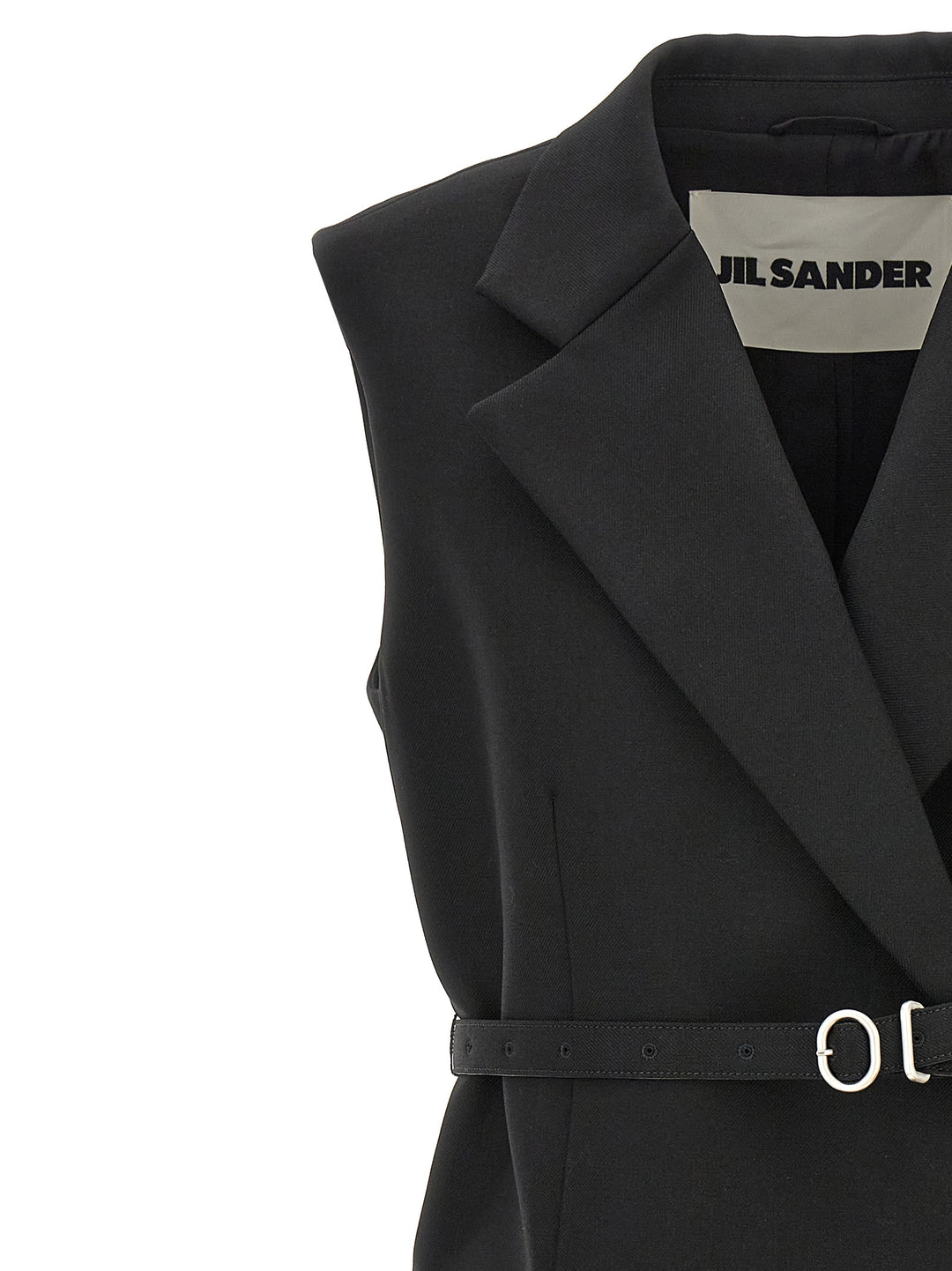 Jil Sander Belt Wool Vest Gilet - Nero | 8e4f6e803eef8385f1a3f24af9cb093825cb9cca