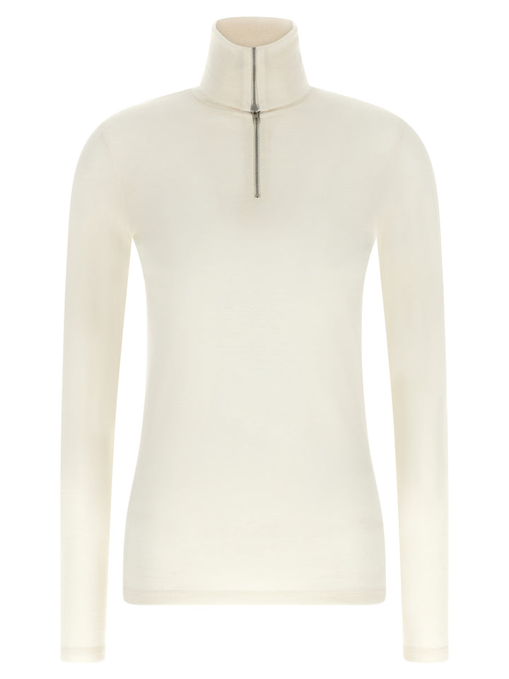 Jil Sander Half-Zip Sweater Maglioni - Bianco | 6e9cd19e5bd3c48dcedf3ff624162d62427904a0