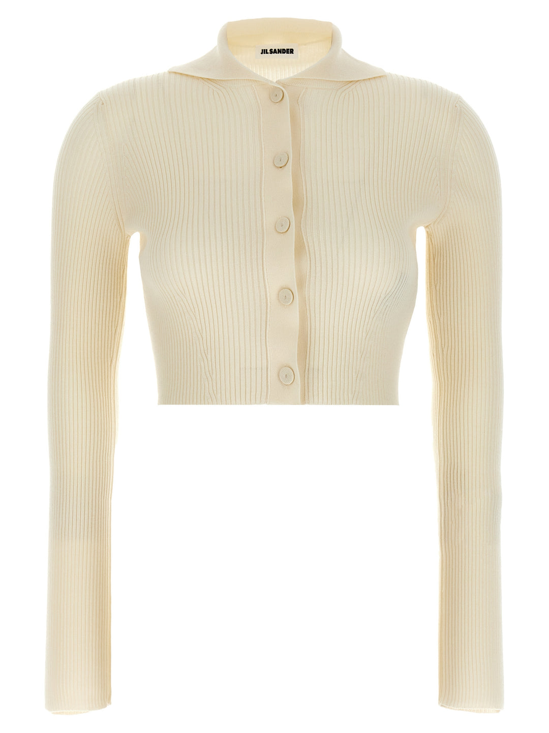 Jil Sander Ribbed Cardigan Maglioni - Bianco | 6ac26cd5c4e5d28adf2fbd8a568004ec77c0b23c