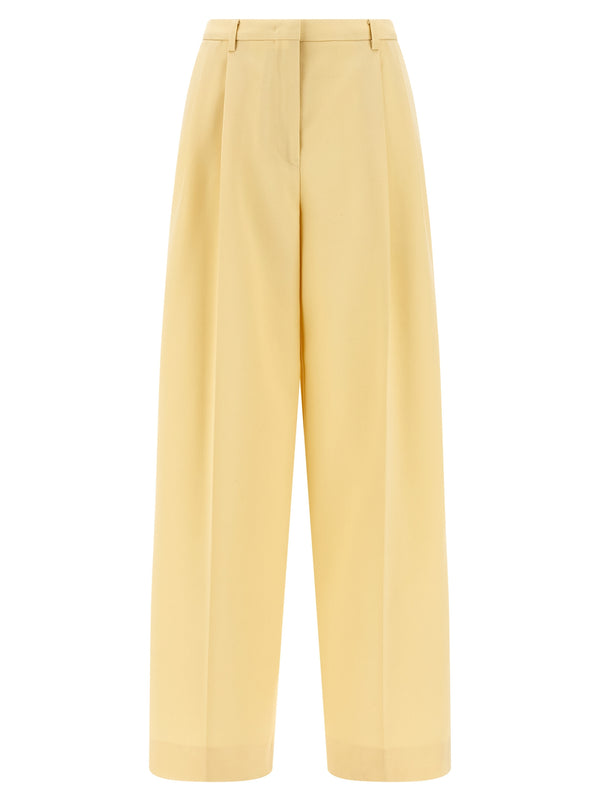 Pantalones De Lana Con Pinzas Amarillos