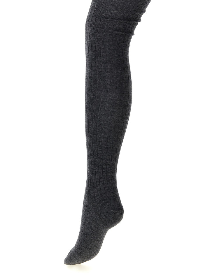 Jil Sander Ribbed Tights Calzini - Grigio | a9f3475b08e957ac2eaa77528ef6a8ca8ea1bfd6