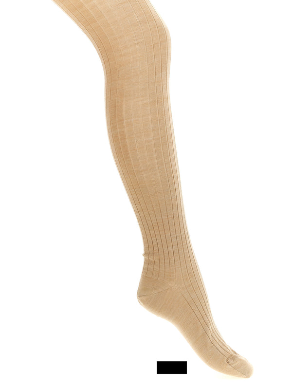 Ribbed Tights Calzini Beige