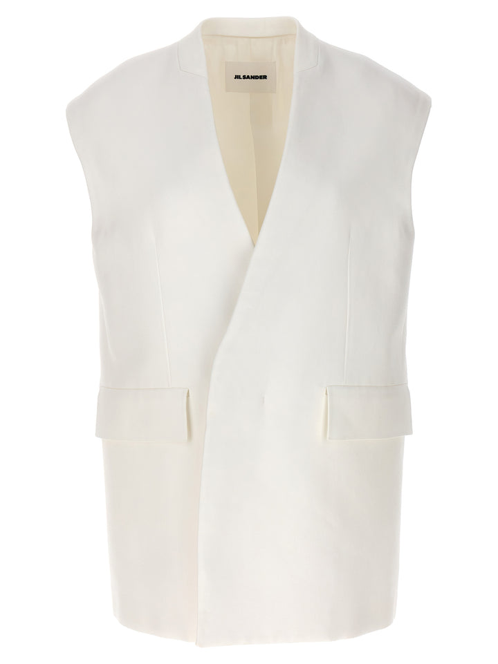 Jil Sander Oversize Tailored Vest Gilet - Bianco | 24cc897a0517c93eb9ff28b092f1d6279d73d953