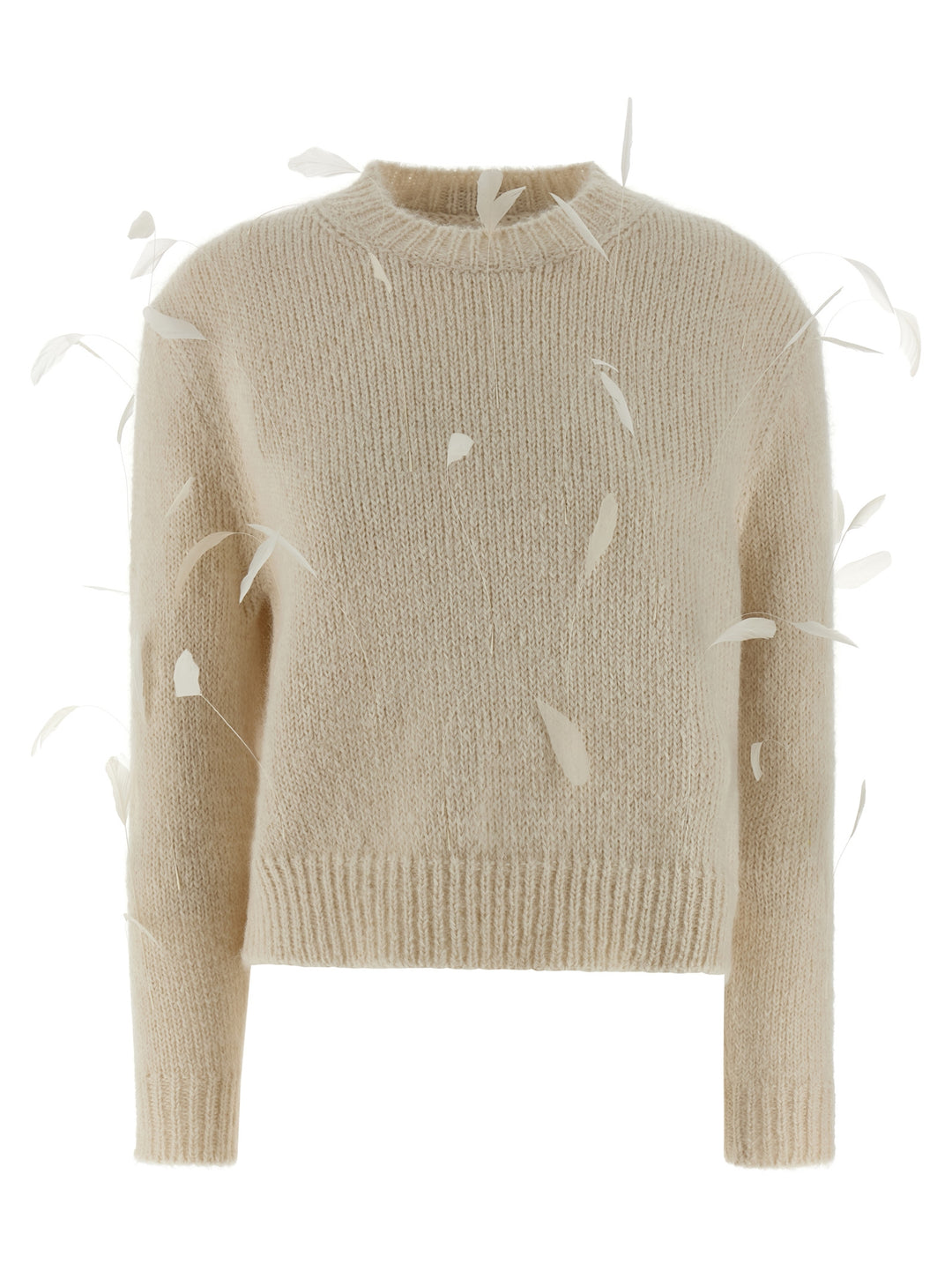 Jil Sander Feather Sweater Maglioni - Bianco | b61cc7aefd4d265a743eafedd41bdc5d2964366d