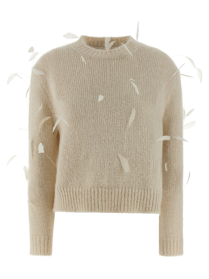 Jil Sander Feather Sweater Maglioni - Bianco | b61cc7aefd4d265a743eafedd41bdc5d2964366d