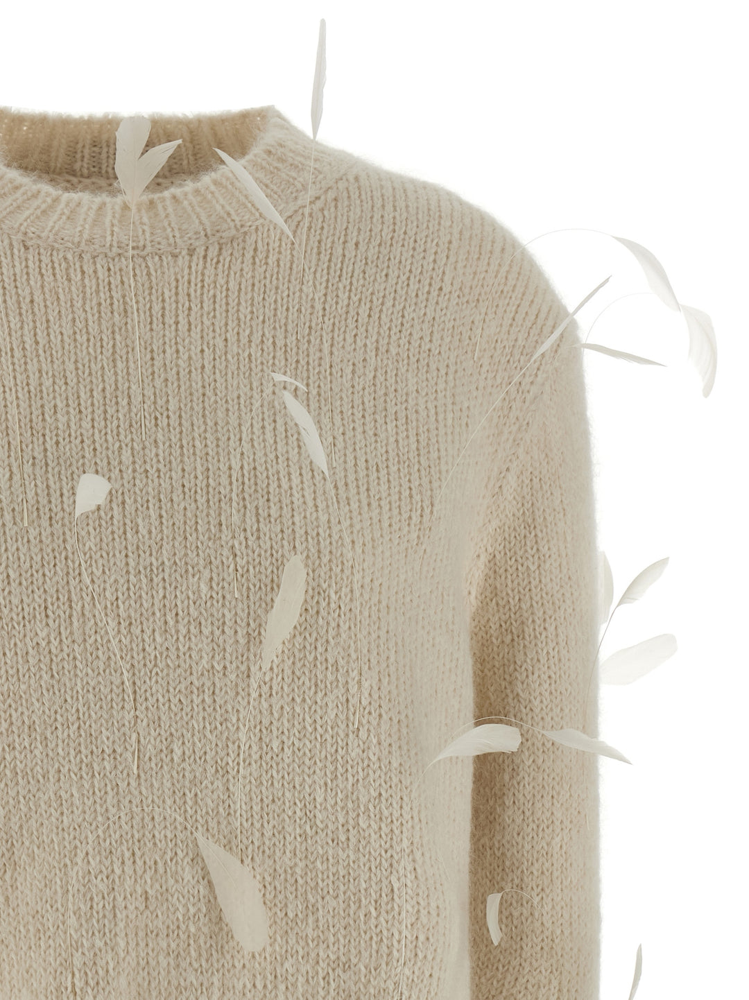 Jil Sander Feather Sweater Maglioni - Bianco | 29ebd67aa58aa2ad605d1a757e71176518135512