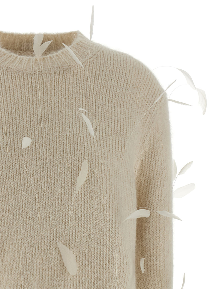 Jil Sander Feather Sweater Maglioni - Bianco | 29ebd67aa58aa2ad605d1a757e71176518135512