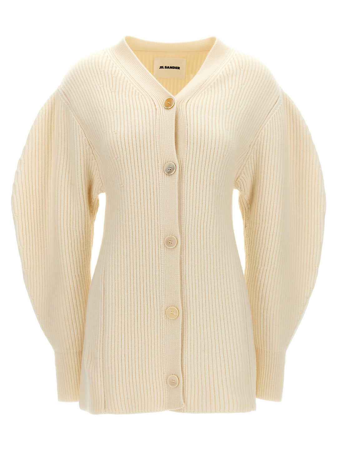 Jil Sander Ribbed Cardigan Maglioni - Bianco | fa5b7a40b6a93a96ed3e2a6b8352b0cc52ee91c8