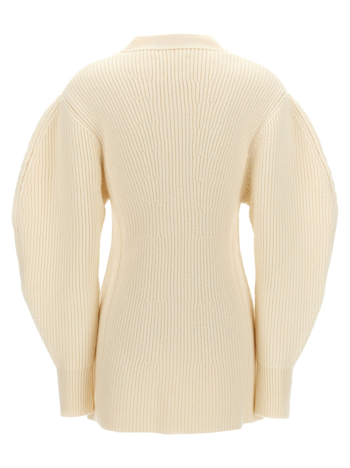 Jil Sander Ribbed Cardigan Maglioni - Bianco | ff5626dbdd720794473078ecb1c6dffc10a7dd48