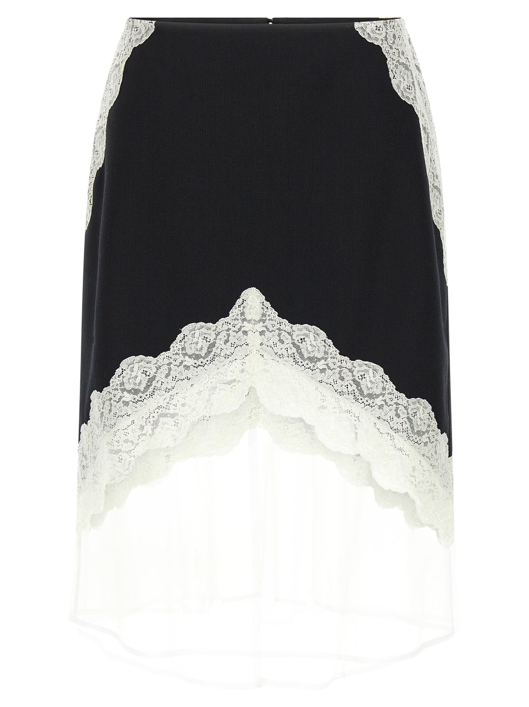 Jil Sander Organza Lace Wool Skirt Gonne - Bianco/Nero | 7c87fd38bcd4a7e69a4f8428870d657c89f3ca1f