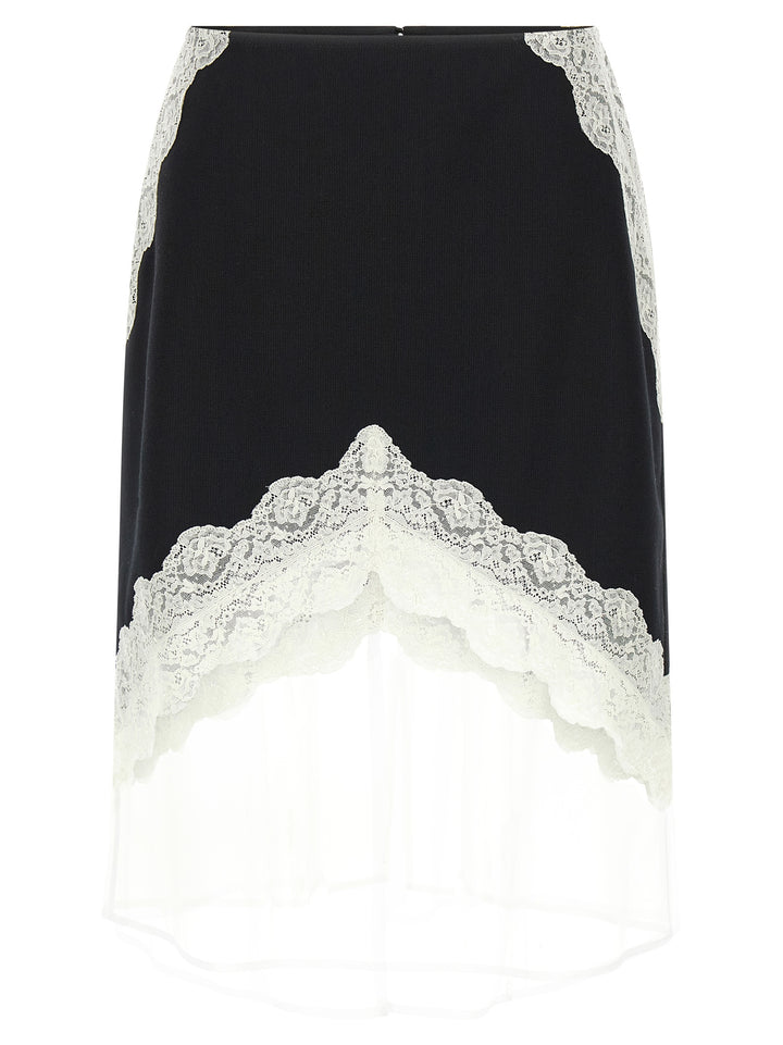 Jil Sander Organza Lace Wool Skirt Gonne - Bianco/Nero | 7c87fd38bcd4a7e69a4f8428870d657c89f3ca1f