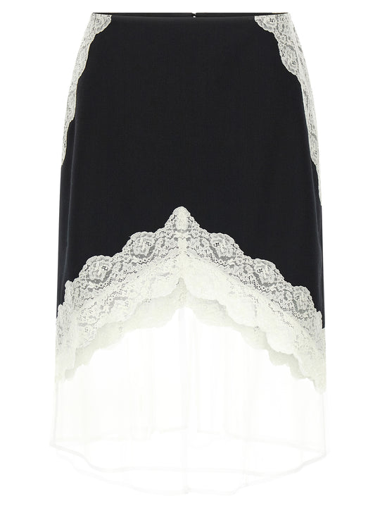 Organza Lace Wool Skirt Gonne Bianco/Nero