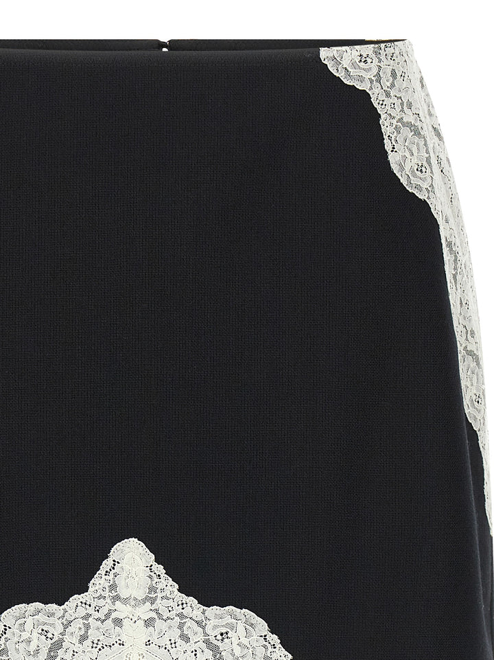 Jil Sander Organza Lace Wool Skirt Gonne - Bianco/Nero | 0f04618507cf0c083b7b97292e05af3a5aee396a
