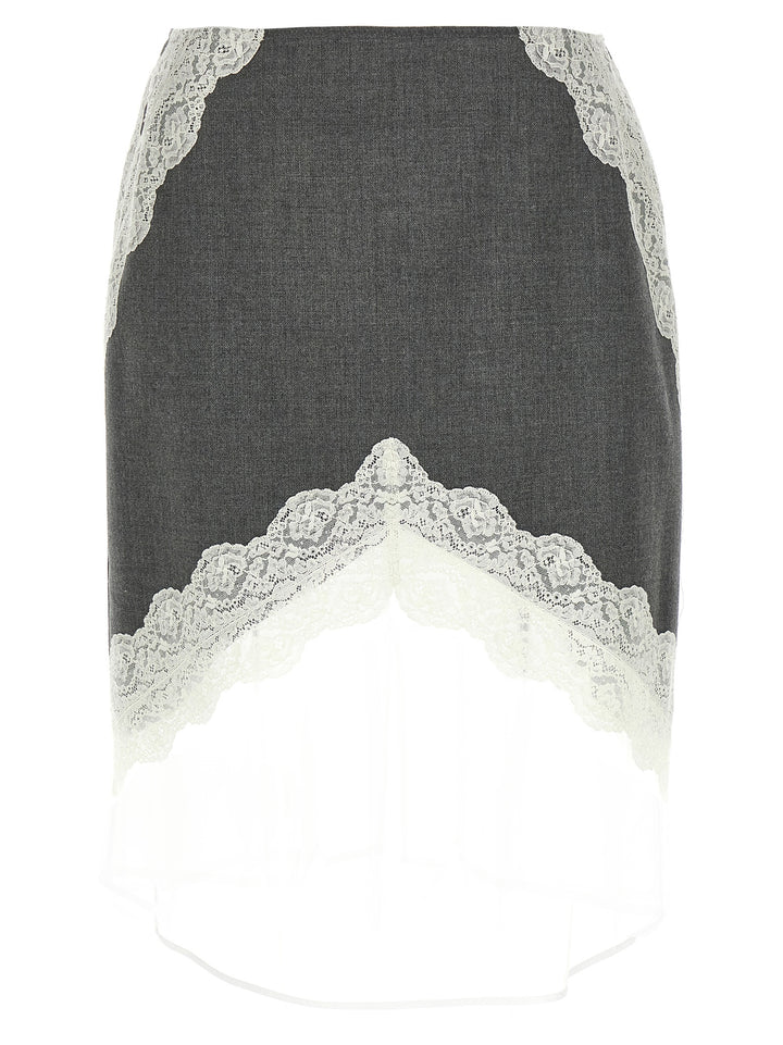 Jil Sander Organza Lace Wool Skirt Gonne - Grigio | de8ca1a18e6c37904c131e802ad06ea4c88771bd