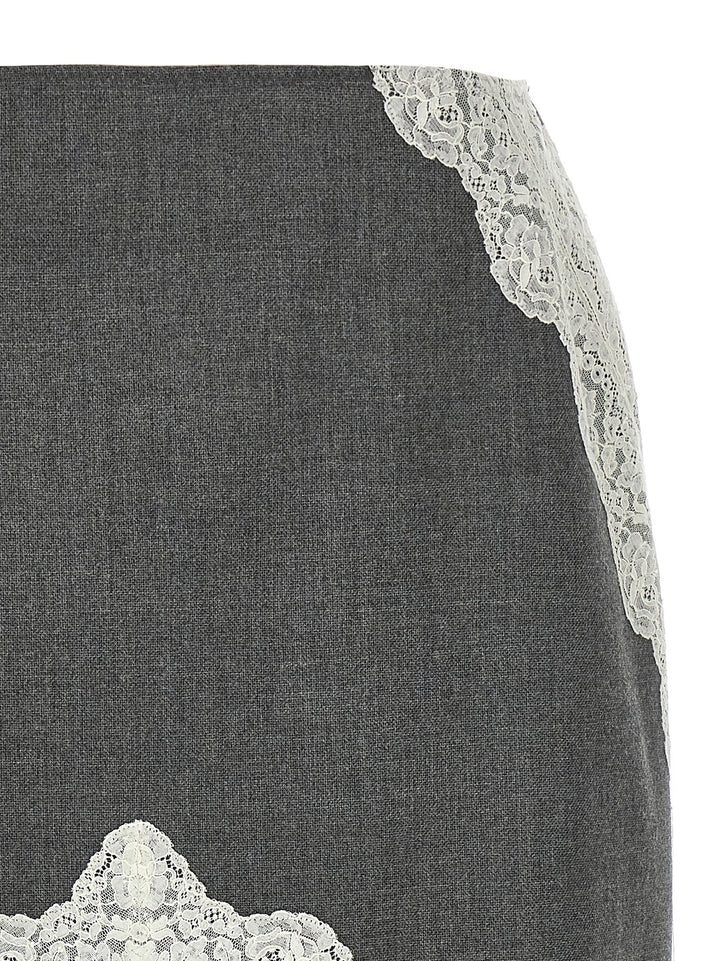 Jil Sander Organza Lace Wool Skirt Gonne - Grigio | 5ca5d7940ce597bd4899d7f2181d078fde628873