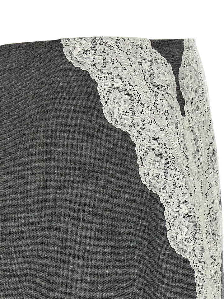 Jil Sander Organza Lace Wool Skirt Gonne - Grigio | 2bc7e7d405cee6897c7f36ff58e80228c878a8b2