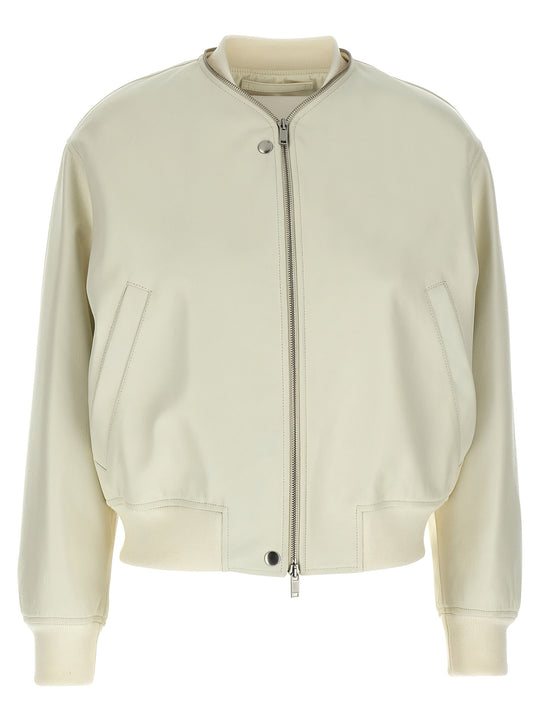 Leather Bomber Jacket Puffer Jackets Bianco