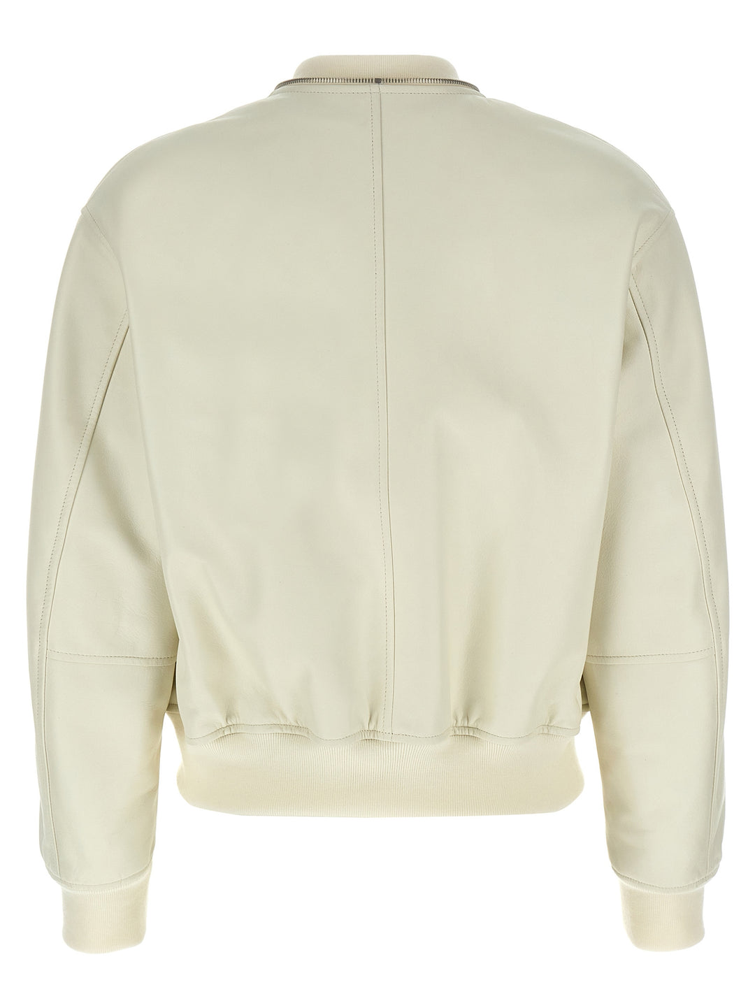 Jil Sander Leather Bomber Jacket Puffer Jackets - Bianco | 180f4af9dc57ecdbbd6acfe808f6ca7ec0f6146d