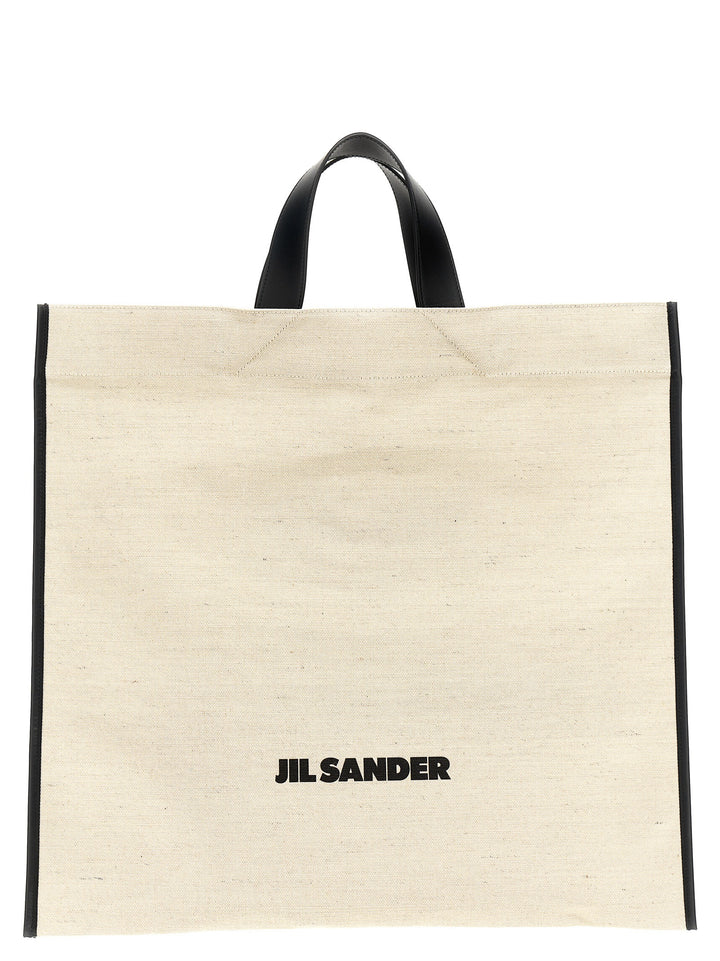 Jil Sander Border Book Tote Square Tote - Bianco/Nero | 4da4d5068f444f2118fe4e7955711aa6ee37bb8a