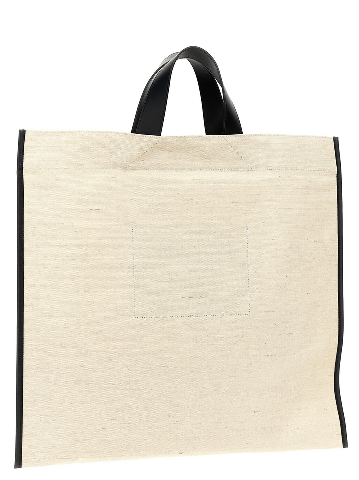 Jil Sander Border Book Tote Square Tote - Bianco/Nero | 3f6d4b4aa2fce52bcbe648fa0824b8dcbdb4cf85