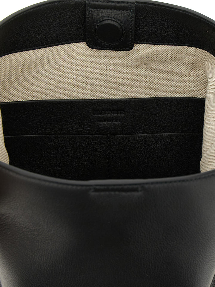 Jil Sander Cannolo Tote Borse a Spalla e Tracolla - Nero | 42309c25ba31e185c6eca177738fe05f8651419e