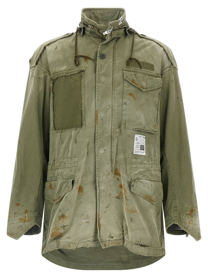 Maison Mihara Yasuhiro Distressed Field Puffer Jackets - Verde | 905900329d8aac49e8bd529e3b96acf03ea9a483