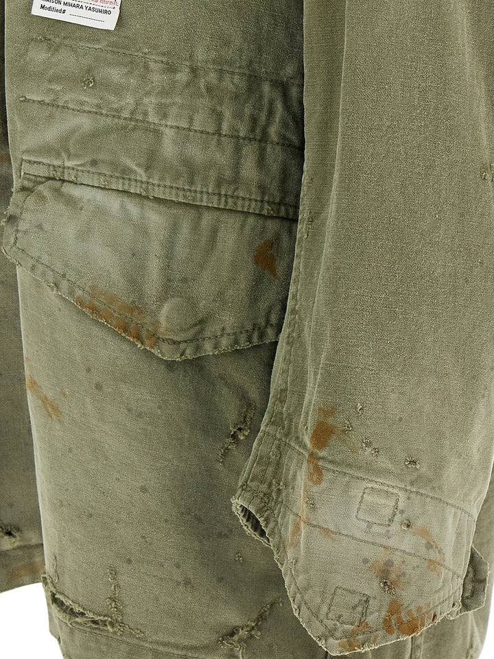 Maison Mihara Yasuhiro Distressed Field Puffer Jackets - Verde | 4919605be7d23babd45dc6e25d69a5a71926c1fd