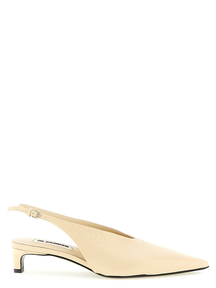 Jil Sander Leather Slingback Decollete - Beige | d5fd9adc64b165050c5cc85b67bf6d09b2d6600a