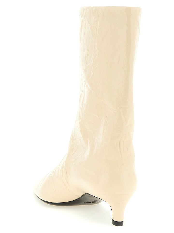 Jil Sander Craquelé Leather Ankle Boots Stivali e Stivaletti - Beige | 146a243ffa368a0c8b05c5de1c665acce6dc7143