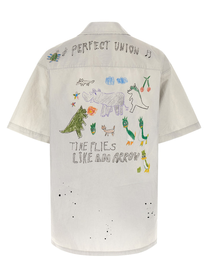 Maison Mihara Yasuhiro Graffiti Print Shirt Camicie - Grigio | b7fe76e263e8735081afe6545638bcb17d0c0188