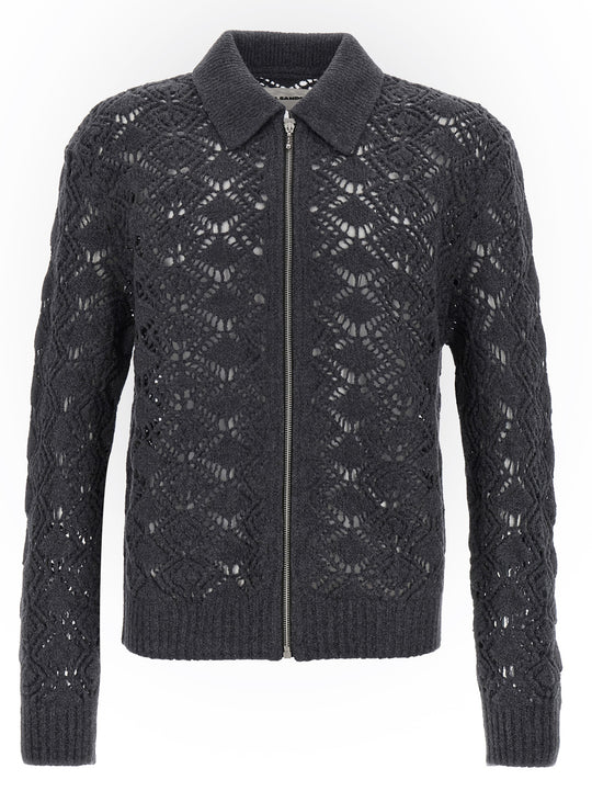 Openwork Wool Cardigan Maglioni Grigio