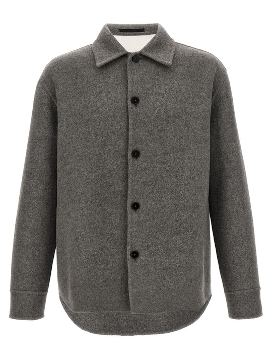 Wool Overshirt Puffer Jackets Grigio
