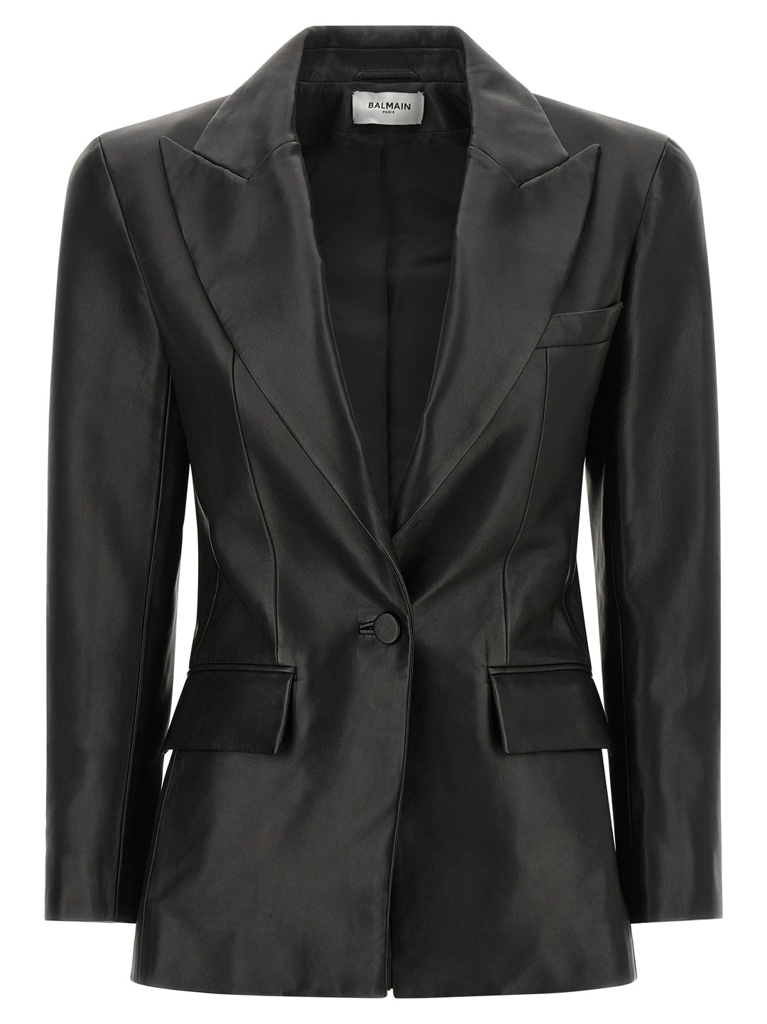 Balmain Leather Blazer Puffer Jackets - Nero | 1634b592f7f72fd83b93255bc53dcbd009572002
