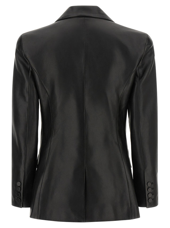 Balmain Leather Blazer Puffer Jackets - Nero | f207fe53c06923ec6b09d3b9a9653c3f014d22b2